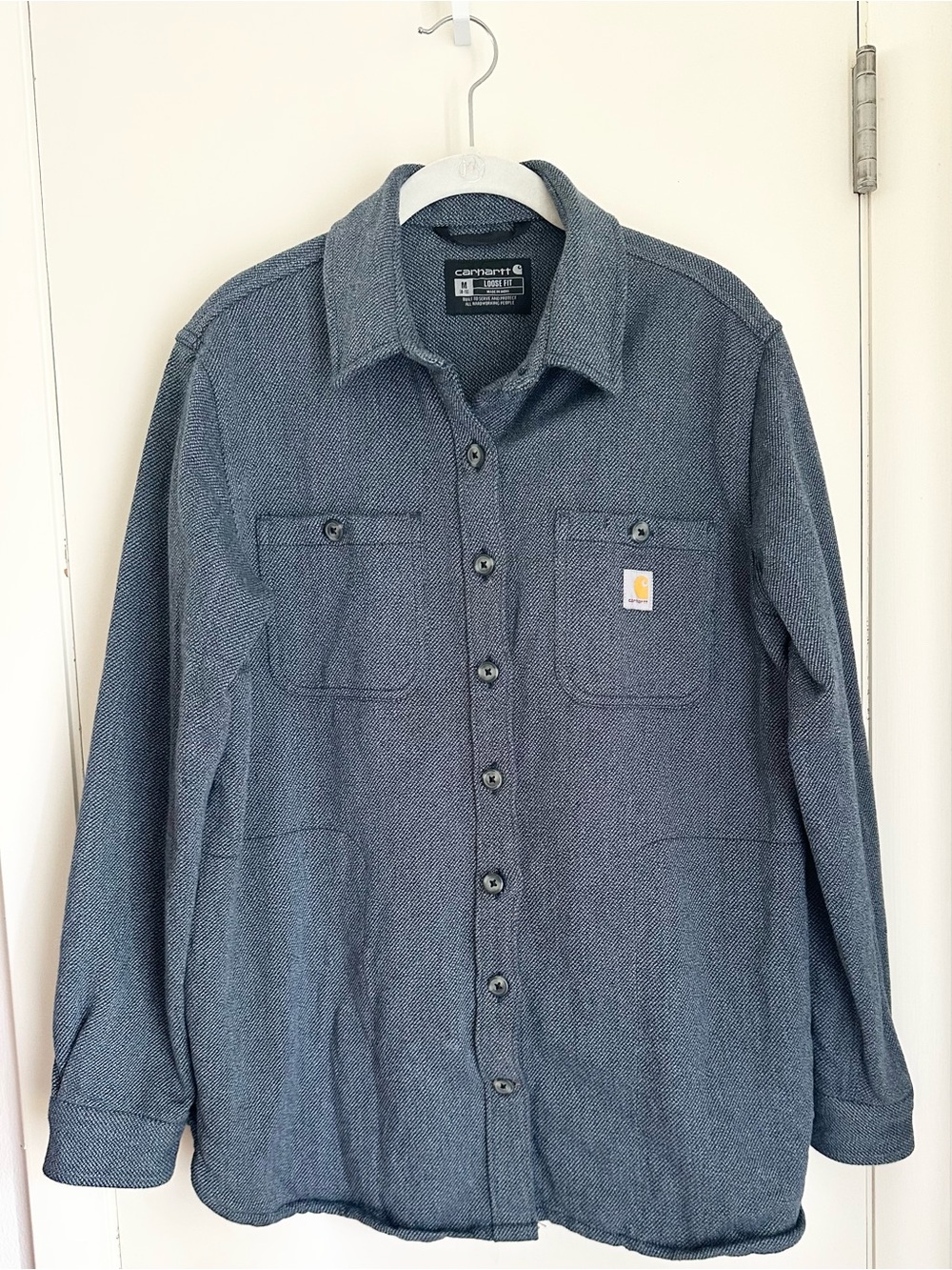 Carhartt Women's Medium Loose Fit Blue Tweed Shacket Shirt Jacket TW5991-W